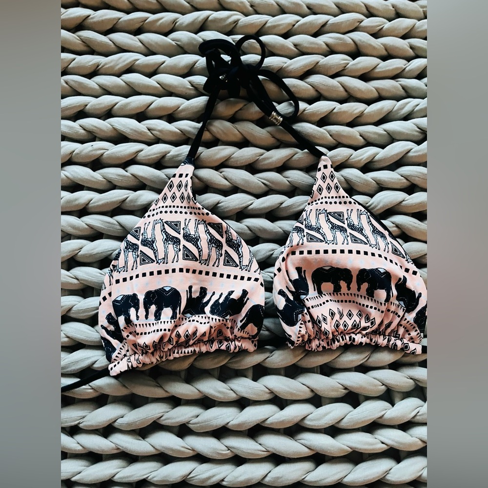 Guria Brazillian Boho Swimwear Pink and Black Elephant Print Bikini Set - Picture 7 of 12